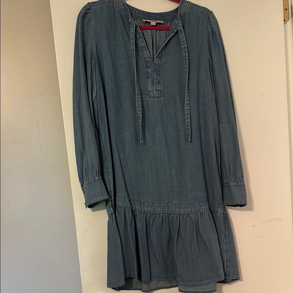LOFT Blue Denim Flounce Dress